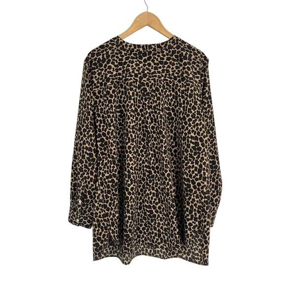 Talbots Leopard Print Button Front Popover Tunic Length Blouse 2X - Picture 2 of 4